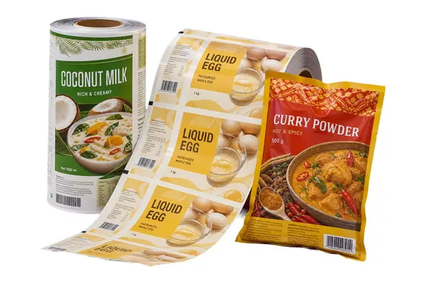 Printed film rolls and sachets for liquid food